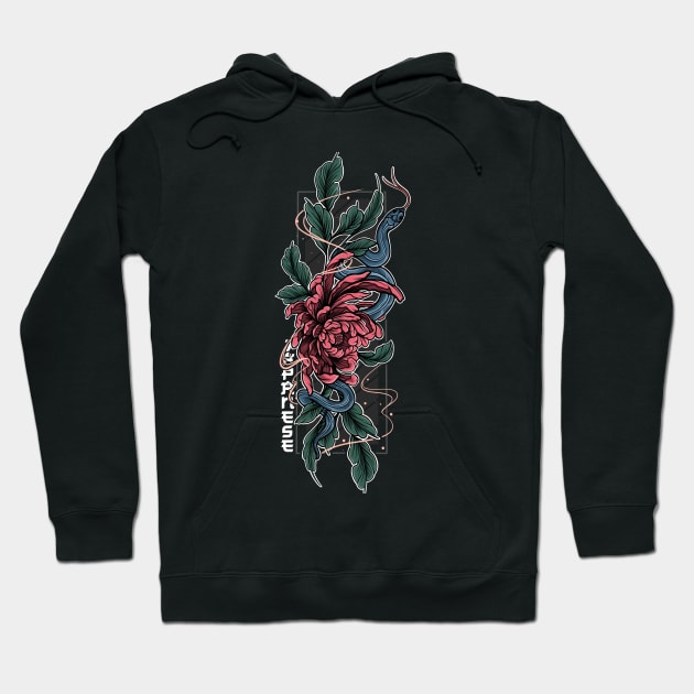 Japanese Flower Tattoo Hoodie by HappymanStudio